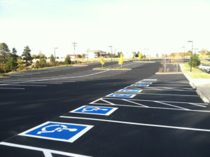 handicapped parking spaces freshly painted